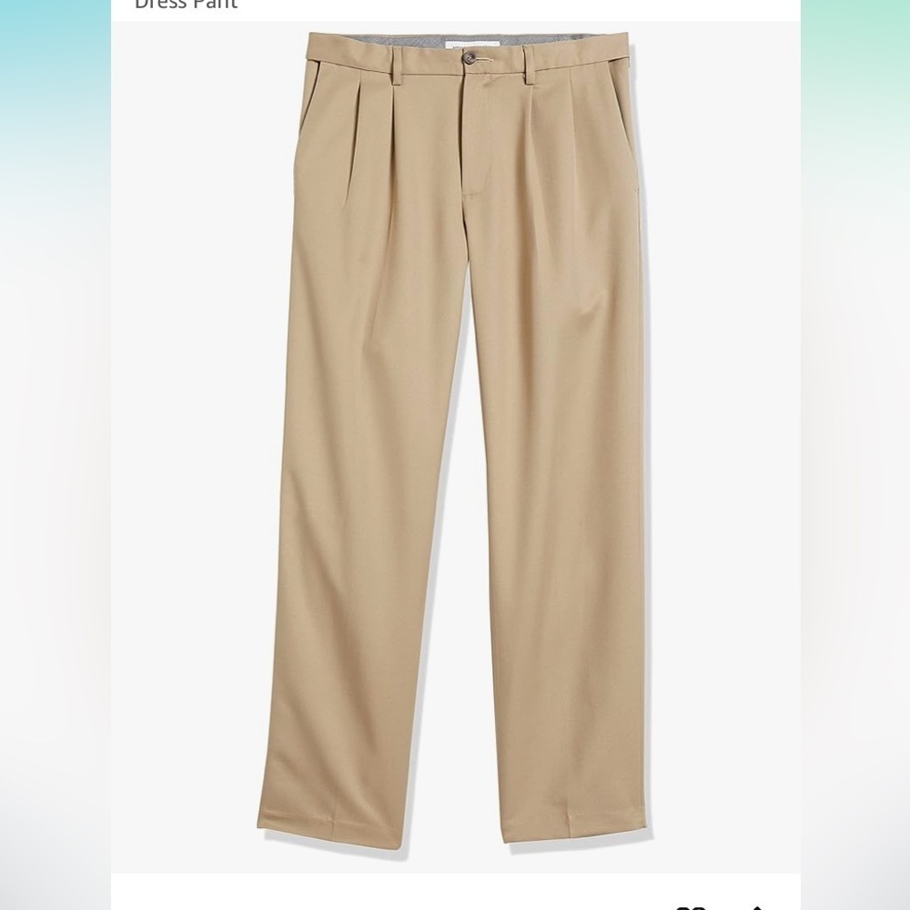 NWT - Men's - Amazon Essentials Classic-Fit Expandable-Waist Pleated Dress Pant